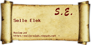 Selle Elek névjegykártya